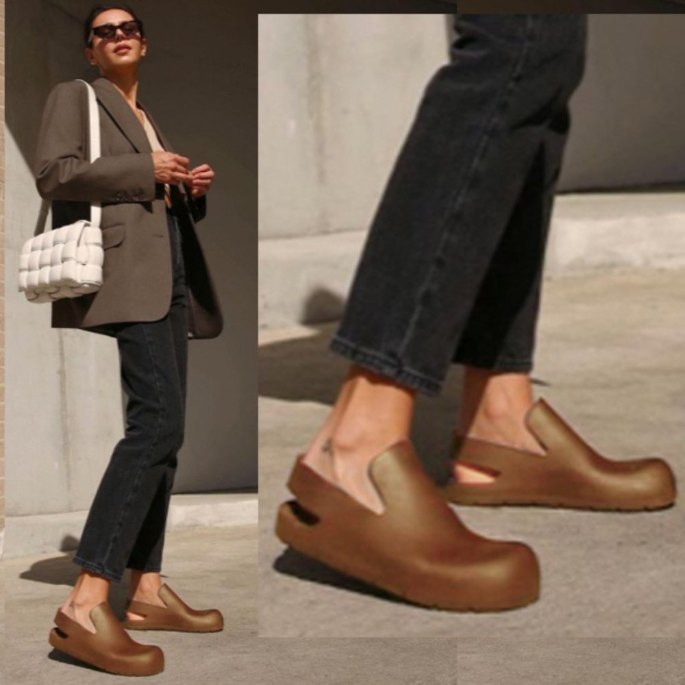 Source Unknown Brown Leather Mules With Minimalis… - image 1